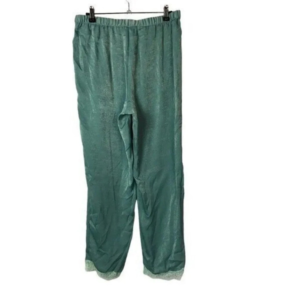Abound Green Lace Hem High Rise Satin Pajama Pants M - Picture 2 of 3